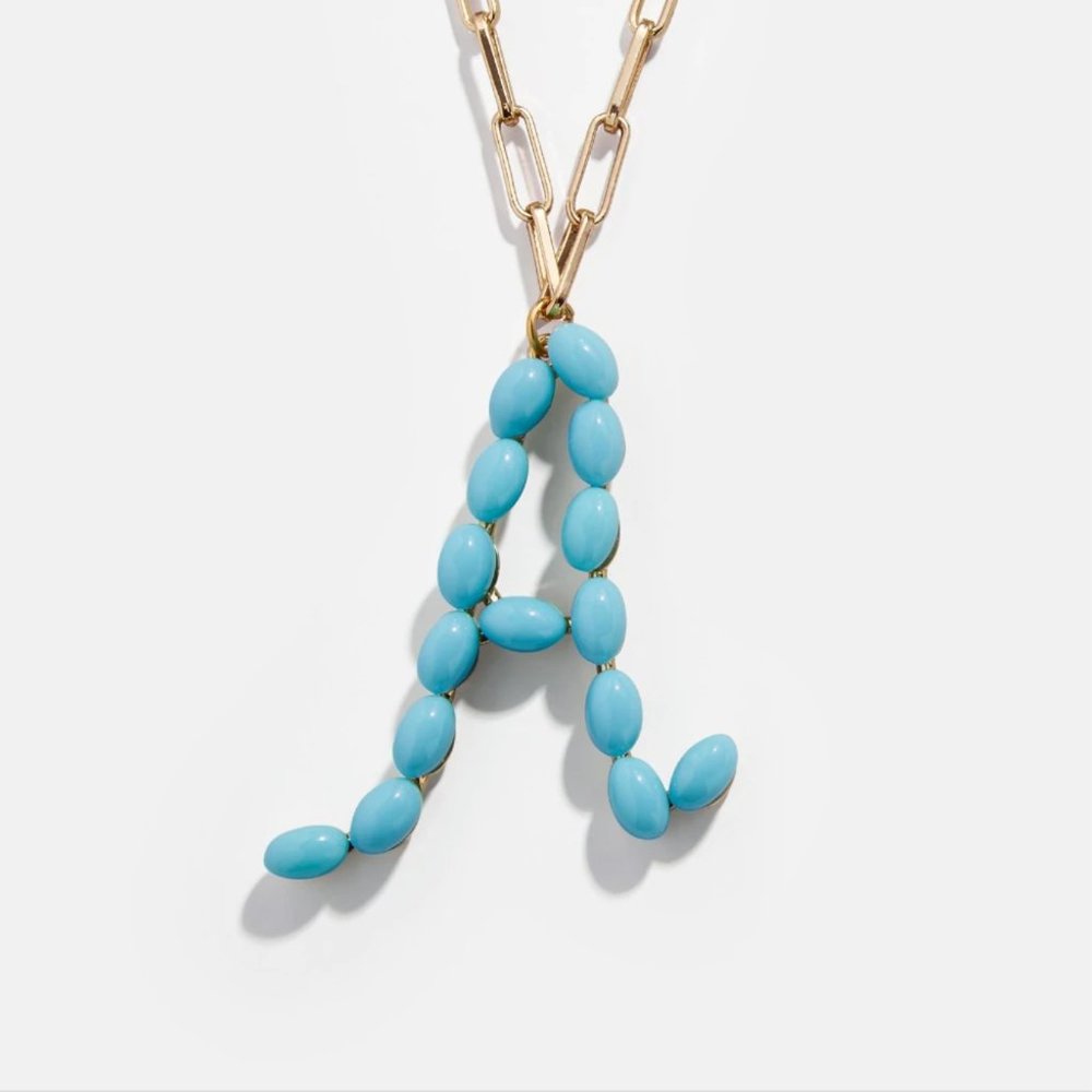 Blue Letter "A" Initial Paper Clip Name Necklace